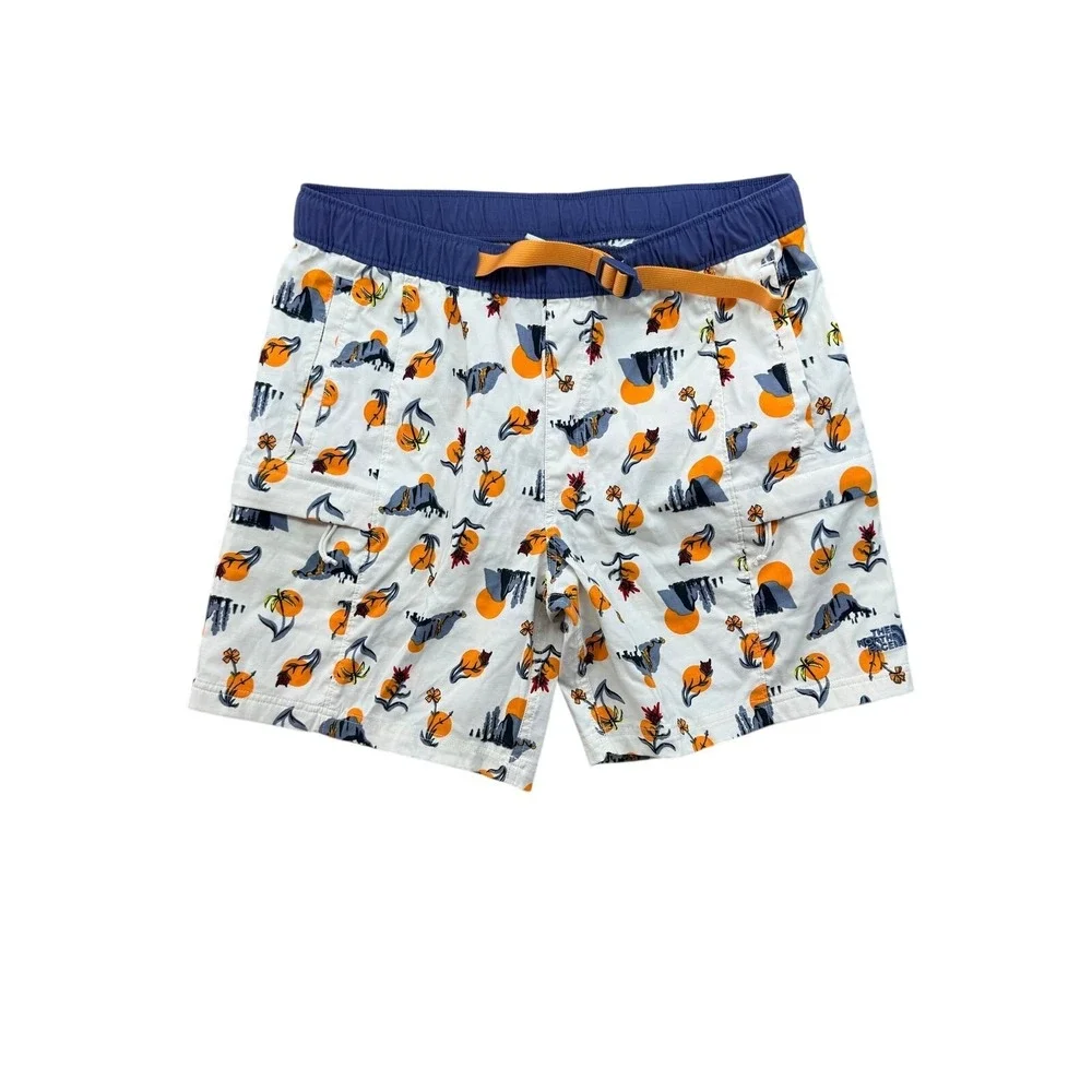 The‎ North Face Mens Class V Trail Shorts Graphic Print Orange Medium